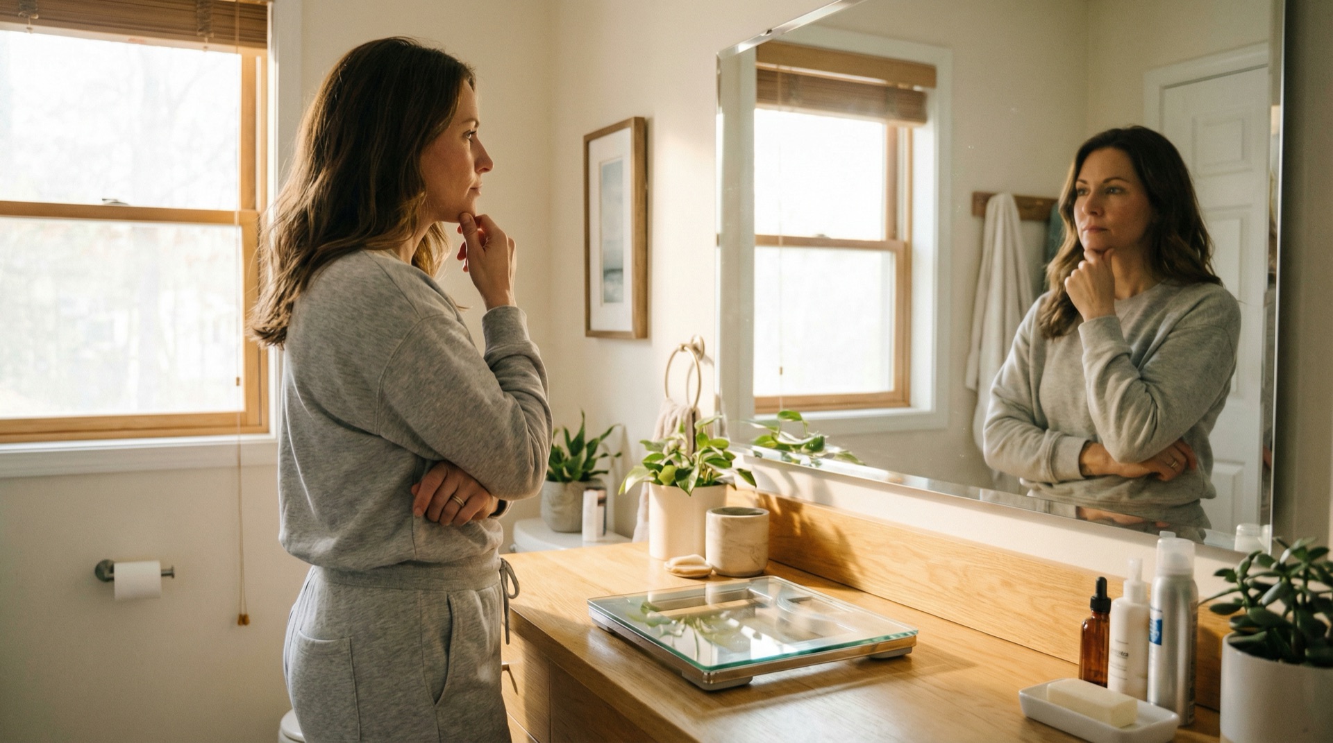 Persona che riflette sulla difficoltà di dimagrire nonostante la volontà e i numerosi tentativi