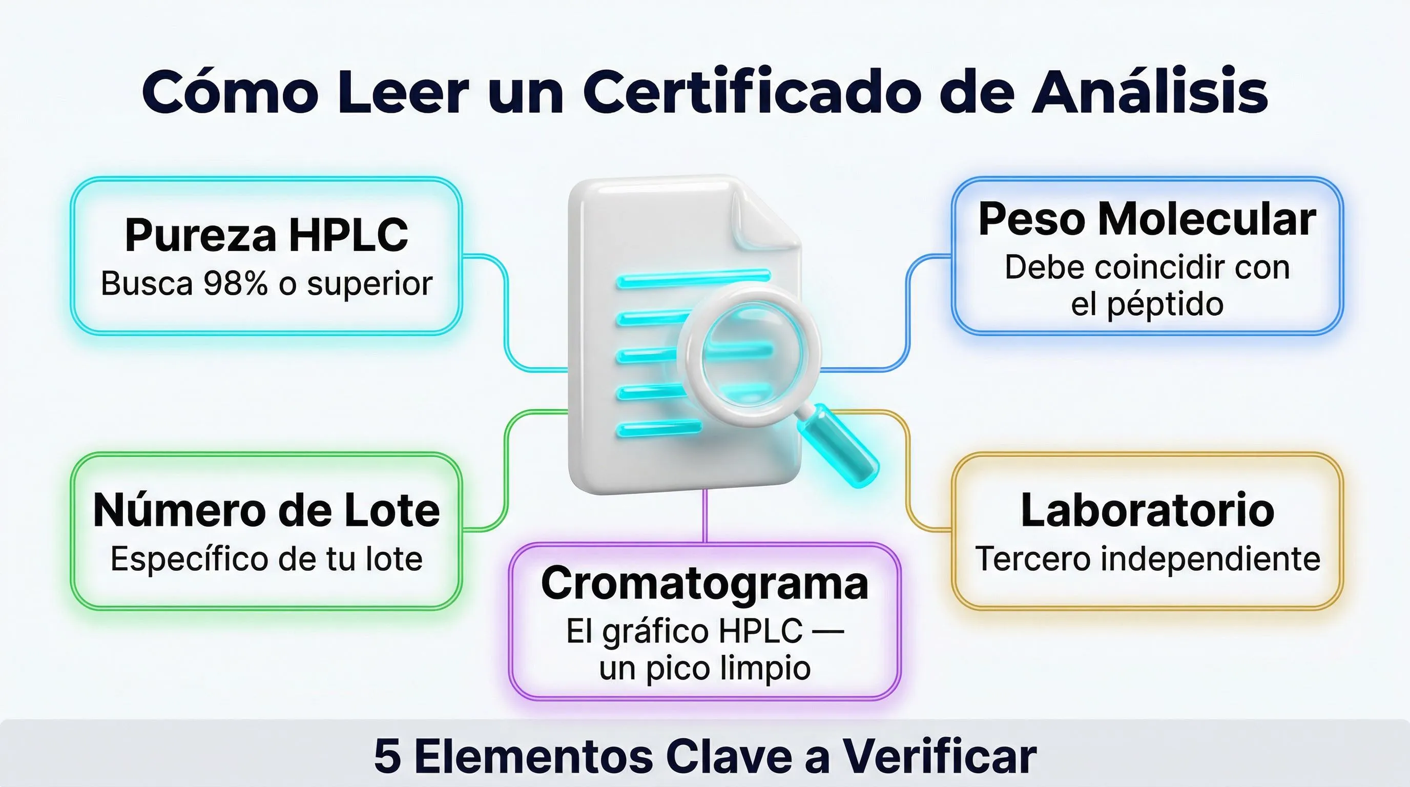 Infografía cómo leer un certificado de análisis: 5 elementos clave