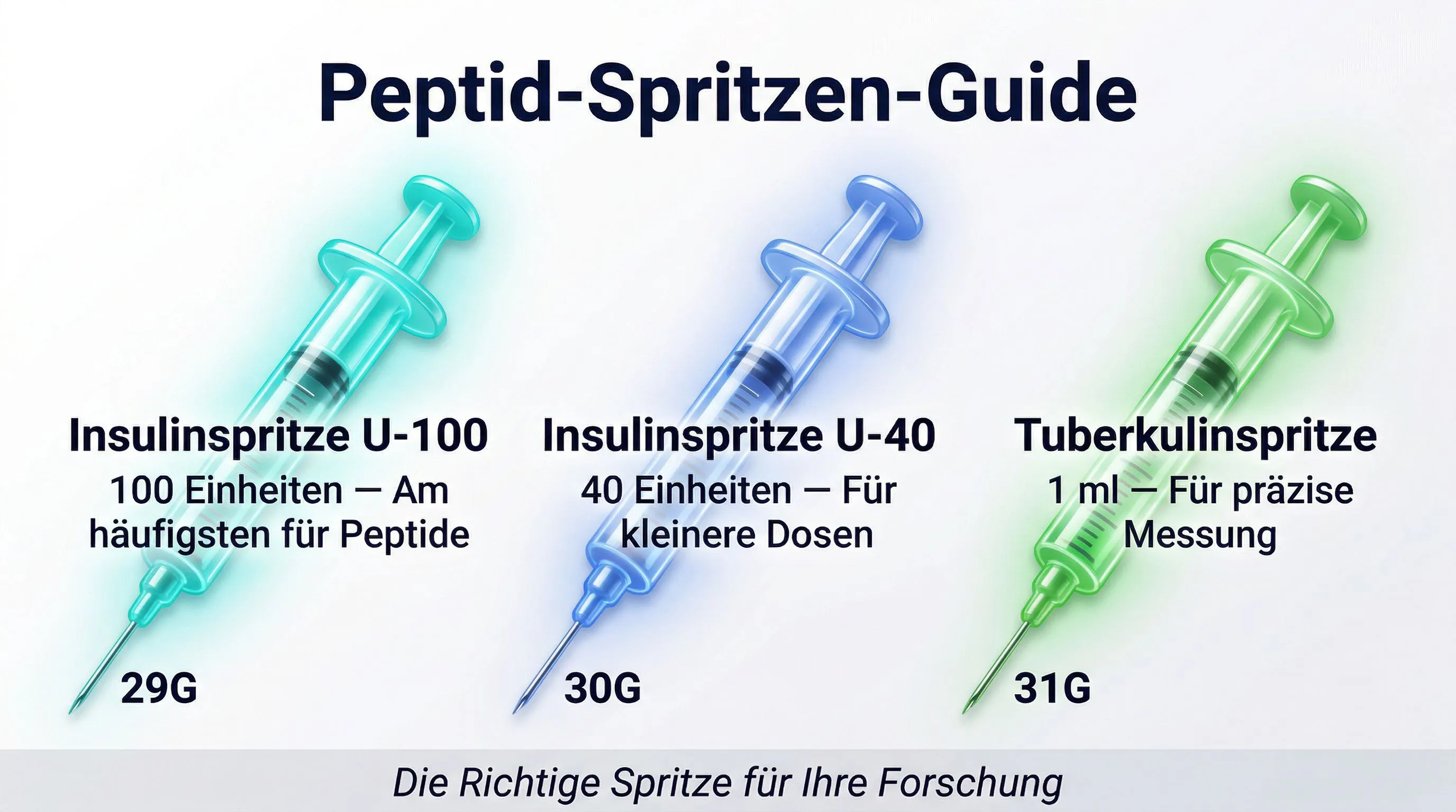 Peptid-Spritzen-Guide Infografik: Vergleich von 3 Spritzentypen
