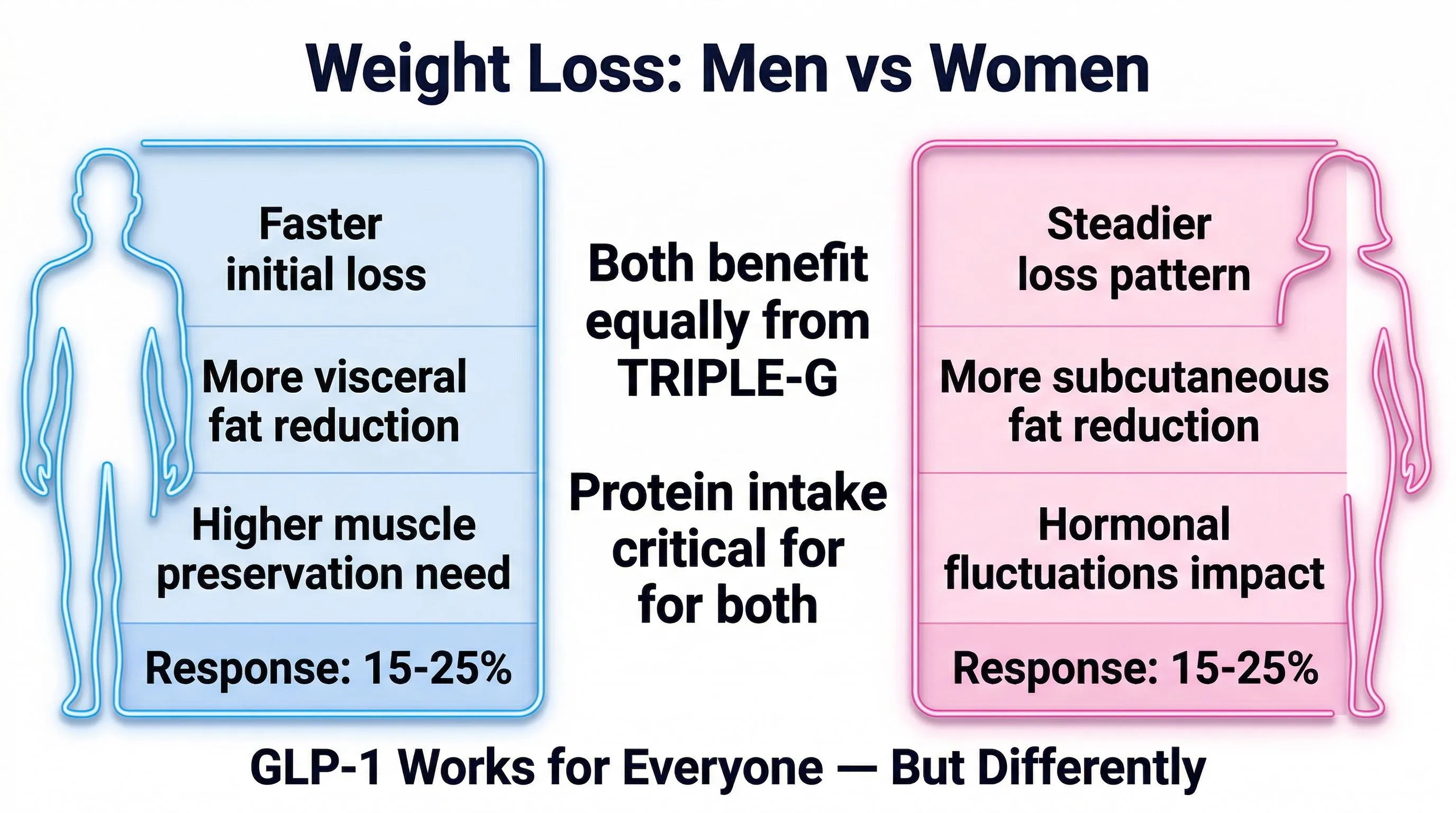 Weight loss men vs women infographic: differences and similarities with GLP-1